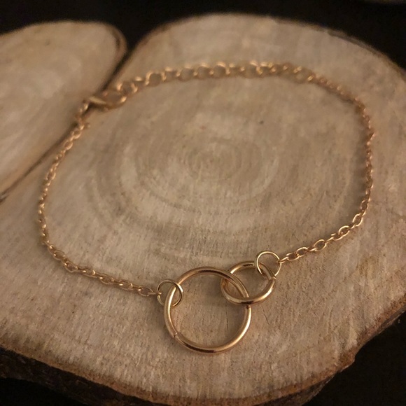 Hand Crafted Jewelry - Handmade Brand New 2Hoop Gold Color Chain Bracelet